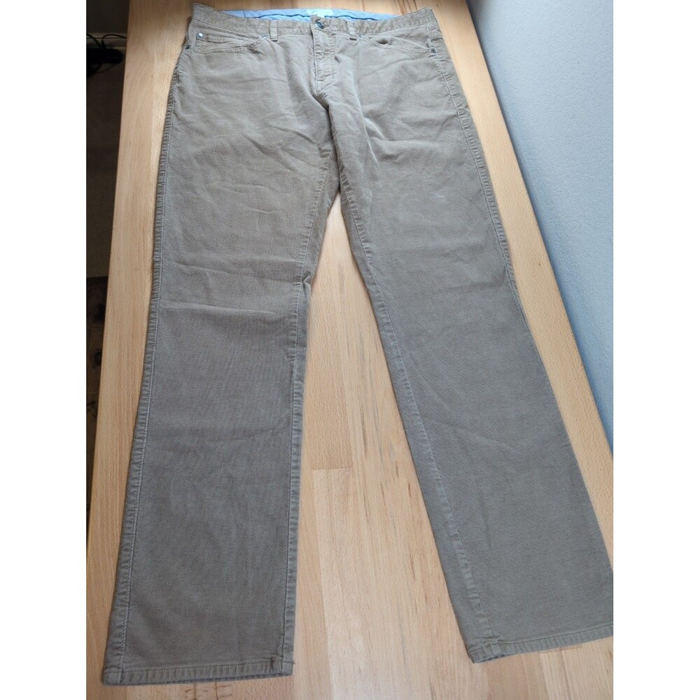 Peter Millar Khaki Tan Corduroy Straight Leg 5 Pocket Mens Pants Fit 34x32